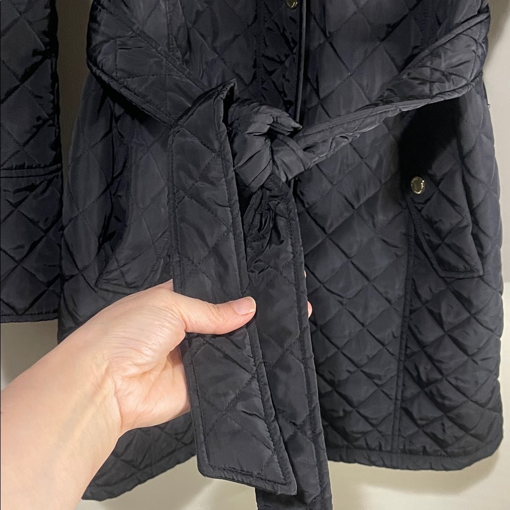 NWOT MICHAEL Michael Kors Black Quilted Trench Coat with Gold Zippers - Picture 8 of 17